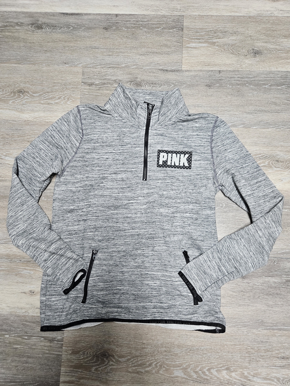 Victoria's Secret PINK Heather Gray Quarter-Zip Pullover